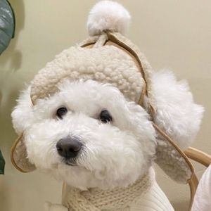 ZHONGYA Evcil Hayvan Aksesuarları Açık Hava Yeni Stil Peluş Sıcak Köpek Şapkası Kahverengi ve Beyaz Kalın Evcil Hayvan Şapkası Rüzgar Geçirmez ve Şık Köpek Şapkası - Product Image 4