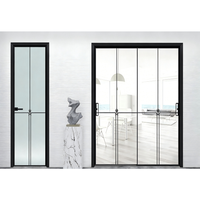 Porte coulissante en aluminium / Porte coulissante à rupture de pont thermique en aluminium thermolaqué pour accès au bord de piscine, haute sécurité, ISO900