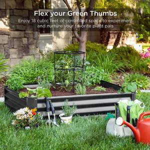 48*36*12 इंच धातु उठाया गया गार्डन बेड जस्ती स्टील प्लेटर बॉक्स गार्डन बेड जड़ी बूटी - Product Image 3