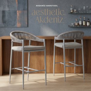 Silla de Bar Moderna para Exteriores, de Aluminio, con Asiento Acolchado de Cuerda Tejida, para Comedor, Hotel, Patio, Restaurante - Product Image 3
