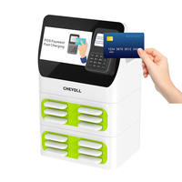 Distributeur automatique de batteries externes empilables 12 emplacements 5000 mAh avec recharge solaire, écran LED intégré et borne de recharge mobile en libre-service