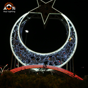 Luz LED para Exteriores con Diseño <span class=keywords><strong>de</strong></span> Luna y Estrella, Iluminación Personalizada con Motivo <span class=keywords><strong>de</strong></span> Estrella y Creciente Islámica para Proyectos Urbanos Turcos - Product Image 3