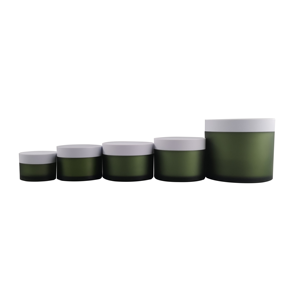 Empty Plastic Packaging Container Custom 15ml 30 50 100 150ml Matte Green Body Butter Face Cream Frosted Cosmetic Plastic Jars W