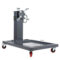 Support de réparation moteur industriel 500 kg, pivotant à 360°, avec bac de récupération d'huile, 4 roulettes, en acier à haute teneur en carbone, gris