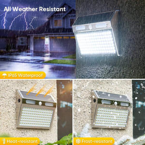 ไฟติดผนังโซลาร์เซลล์กันน้ำ IP65 พร้อมเซ็นเซอร์ตรวจจับความเคลื่อนไหว ไฟ LED สวนกลางแจ้ง แสงสีวอร์มไวท์ สำหรับวิลล่า ลานบ้าน ระเบียง - Product Image 3