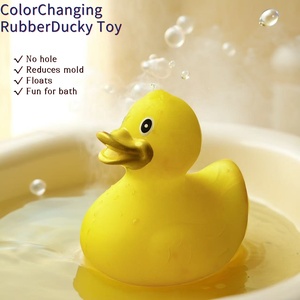 Nhà máy cung cấp dễ thương bé số lượng lớn màu vàng Vinyl cao su Vịt Tắm đồ chơi, không có lỗ màu thay đổi vịt, tắm đồ chơi cho trẻ em - Product Image 2