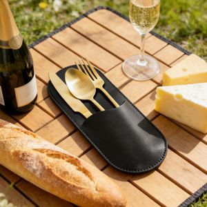 Étui à ustensiles en similicuir, pochette moderne pour <span class=keywords><strong>couverts</strong></span>, étui à <span class=keywords><strong>couverts</strong></span> réutilisable pour pique-nique, décoration de table - Product Image 3
