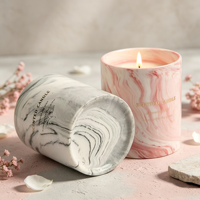 Lilin Aromaterapi Lilin Kedelai Buatan Tangan dalam Wadah Keramik Marmer Abu-abu Pink, Set Hadiah Aroma Rumah Mewah Modern untuk Natal