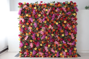 Großhandel Dekorative Künstliche Seidenblumen-Wandpaneele Künstliche Rosa Rosen-Rollwand für Hochzeitsbühnen-Hintergrund - Product Image 2