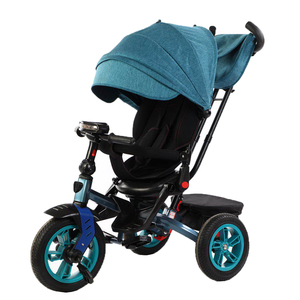 Tricycle pour bébé, enfant, tout-petit, avec pneus à air/sans chambre à air, roue <span class=keywords><strong>avant</strong></span> 12'', roue arrière 10'', barre de poussée réglable, cadre en plastique, musique, grand modèle - Product Image 6