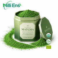 Poudre de Matcha Cérémonial Bio de Qualité Supérieure 100g en Boîte Métallique Certifiée USDA, Étiquette Privée Personnalisée, Poudre de Thé Vert pour la Cuisson et la Boisson