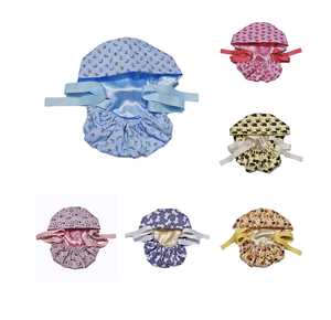 Bonnet de travail unisexe confortable à imprimé, doublé satin élastique, avec ruban en soie, pour infirmières et personnel chirurgical, style uniforme à aiguille - Product Image 1