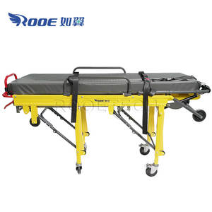 Tandu ambulans lipat bahan Aloi aluminium yang lebih murah dengan papan tulang belakang dan sandaran kaki 0-65 Deg dapat disesuaikan - Product Image 4