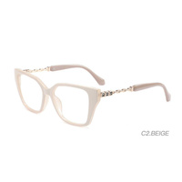Gafas de Lujo con Montura de Cadena y Diseño Ojo de Gato, Ultraligeras, de Material Mixto TR+Acetato, Cómodas, para Prescripción Óptica
