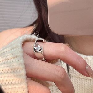 Yinruitai S925 Sterling Silver Zircon <b>Open</b> <b>Ring</b> Geometric Design Unisex Everyday Wear - Product Image 2