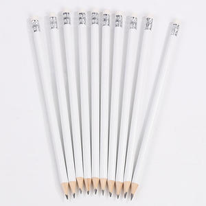 Crayons blancs vierges avec gomme, papeterie, crayons en bois graphite personnalisés en vrac - Product Image 1