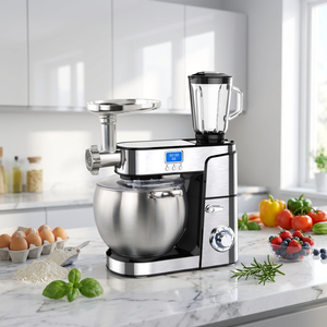 เครื่องผสมอาหารแบบตั้งโต๊ะ <span class=keywords><strong>5</strong></span> in 1 ขนาด 10 ลิตร 2000 วัตต์ 6 ระดับความเร็ว+ปุ่ม Pulse พร้อมโถสแตนเลส หัวเครื่องปรับเอียงได้ สำหรับทำเบเกอรี่ ใช้ในบ้านหรือร้านค้า - Product Image 1