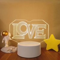 Amour romantique 3D LED veilleuse ballon en forme de coeur acrylique lampe de table décorative pour chambre saint valentin chérie
