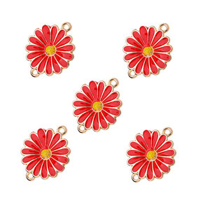 100個の金メッキエナメルフラワーチャームコネクタジュエリー作りブレスレットDIY手作りクラフト18*24mm - Product Image 2