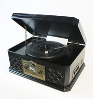 Gramophone en vinyle avec haut-parleur et platine audio, lecteur d'enregistrement en bois, avec Radio analogique AM, FM, CD, bande, bluetooth, 50 w