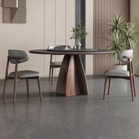 High-End Massivholz runden Tisch Plattenspieler Home Esstisch Walnuss Farbe italienischen minimalist ischen matten Rock Board runden Tisch
