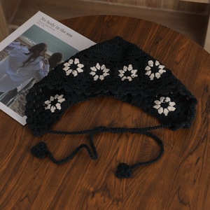 SOLPOP Foulard tricoté à la main pour femme, bonnet en crochet à fleurs, bandana tricoté tendance Y2K, écharpe pour cheveux - Product Image 2