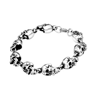 Pulsera de calavera yunnique para hombre, plata tibetana, 20cm, 22cm, cadena de esqueleto, joyería, pulseras envolventes de moda - Product Image 5
