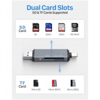 Adaptateur intelligent USB-C CS CSCARD pour cartes TF, prend en charge les cartes SD et TF, multi-en-un, matériau en aluminium durable