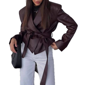 <span class=keywords><strong>Chaqueta</strong></span> de Motociclista de Manga Larga con Cinturón, Estilo Casual de Otoño, Nueva Moda de Bliberry - Product Image 6