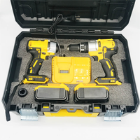 Kit combiné d'outils électriques 21V avec boîtier rigide en plastique et aluminium, deux batteries au lithium rechargeables, support OEM personnalisé avec garantie d'un an