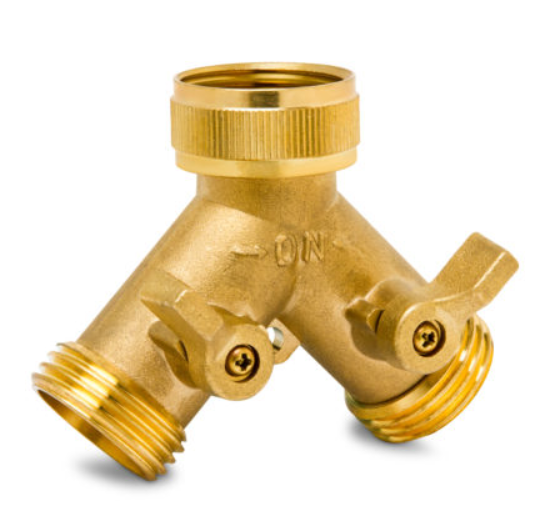 Высокоточные латунные детали для горячей ковки под заказ, Y-образный соединитель для садового шланга с клапанами для оросительной системы