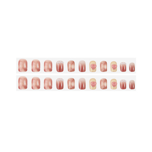 Ongles à presser romantiques rose dégradé courts carrés, <span class=keywords><strong>faux</strong></span> ongles avec cœur 3D et perles, réutilisables, directement <span class=keywords><strong>de</strong></span> l'usine - Product Image 2