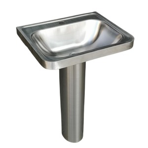 Lavabo sur pied en acier inoxydable 304, finition brossée, lavabo moderne pour balcon - Product Image 1