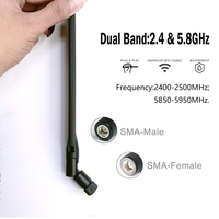 Antenne Wi-Fi externe omnidirectionnelle à gain élevé 3.0dBi double bande 2.4GHz 5.8GHz