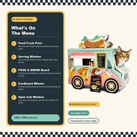 Maison pour chat en carton en forme de food truck avec fenêtre de service, design street food, pour chats d'intérieur, vente en gros, direct usine