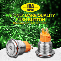 LANBOO Doorbell Bell Horn Push Button Switch Momentary Latching Metal Waterproof 19ミリメートルLED Ring Mark Lock Reset