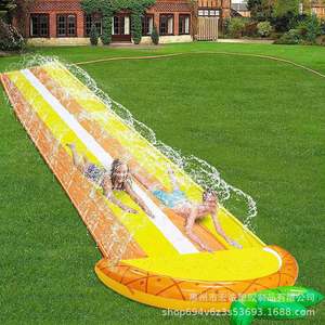 Inflatable Double Water Slide Yellow Outdoor Summer Play Toy For Kids Home Use - Product Image 3