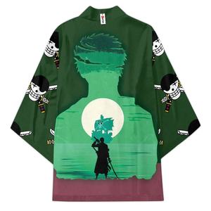 Anime <span class=keywords><strong>ONE</strong></span> PIECED Cosplay Roronoa <span class=keywords><strong>Zoro</strong></span> Costumes Kimono Femmes Hommes Cape Veste Arme Symbole Haori Cardigan Peignoir Pyjama Top - Product Image 2