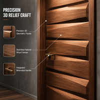 Porte intérieure en bois à grain relief 3D avec cadre assorti, porte à panneau sculpté moderne pour villa, appartement, hôtel, chambre