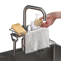 Support de rangement pour évier en acier inoxydable, organiseur d'éponge de cuisine, égouttoir, support d'éponge pour robinet de cuisine