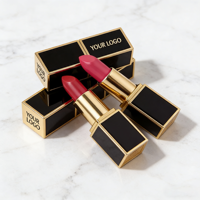 Lápiz Labial de Lujo con Logotipo Personalizado, Bajo Pedido Mínimo, Marca Privada, Impermeable, Alta Pigmentación, Vegano, Mate, Rojo, Venta al por Mayor