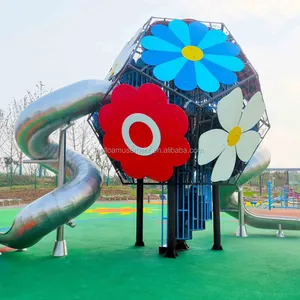 완전히 주문 스테인리스 활주 상업적인 위락 공원 거대한 옥외 놀이 구조 아이들 공원 놀이 품목