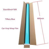 Expédition rapide, film vinyle auto-adhésif PET brillant bleu Tiffany pour voiture, rouleau de vinyle auto-cicatrisant pour la protection de la carrosserie de la voiture, PPF
