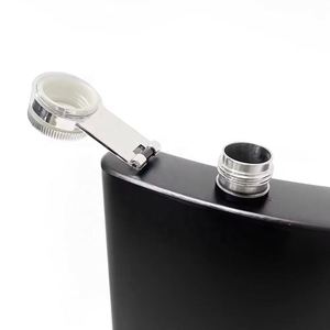 Gourde à liqueur noire en métal coloré, portable, en acier inoxydable 304, gravure laser personnalisée du logo, 7oz 8oz - Product Image 6