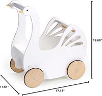 Jouets Tender Leaf Sweet Swan Pram, poupées en bois en forme de cygne, poussette inspirée du jeu de rôle, capacité de charge de 20 kg pour les garçons et les filles