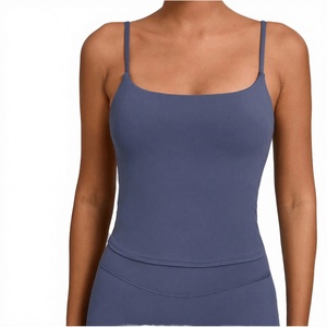 Débardeur de sport pour femme en Spandex/Nylon extensible dans quatre directions, effet seconde peau, avec soutien-gorge rembourré, pour fitness, entraînement, yoga et gym - Product Image 2