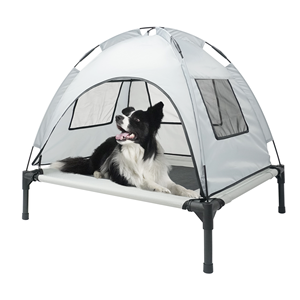 CanboPet <span class=keywords><strong>Lit</strong></span> surélevé en métal pour animaux <span class=keywords><strong>de</strong></span> compagnie à trois côtés, tout compris, confortable, en maille pour chien. - Product Image 1