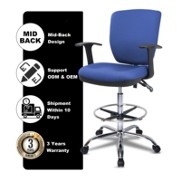 Chaise de bureau ergonomique pivotante moderne et confortable en tissu nylon bleu pour visiteurs, réception, bar ou événements