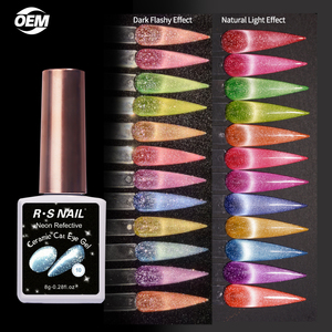 R S unghie all'ingrosso 8g di Gel per occhi di gatto in ceramica riflettente al <span class=keywords><strong>Neon</strong></span> 12 colori Uv Led unghie magiche Semi permanenti Gel Gel Step Step Gel - Product Image 2