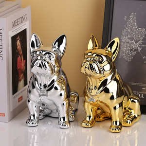 Sculpture de simulation d'animal personnalisée pour décoration de maison modèle de Frenchie en céramique Statue de chien taureau assis Figurine de bouledogue français